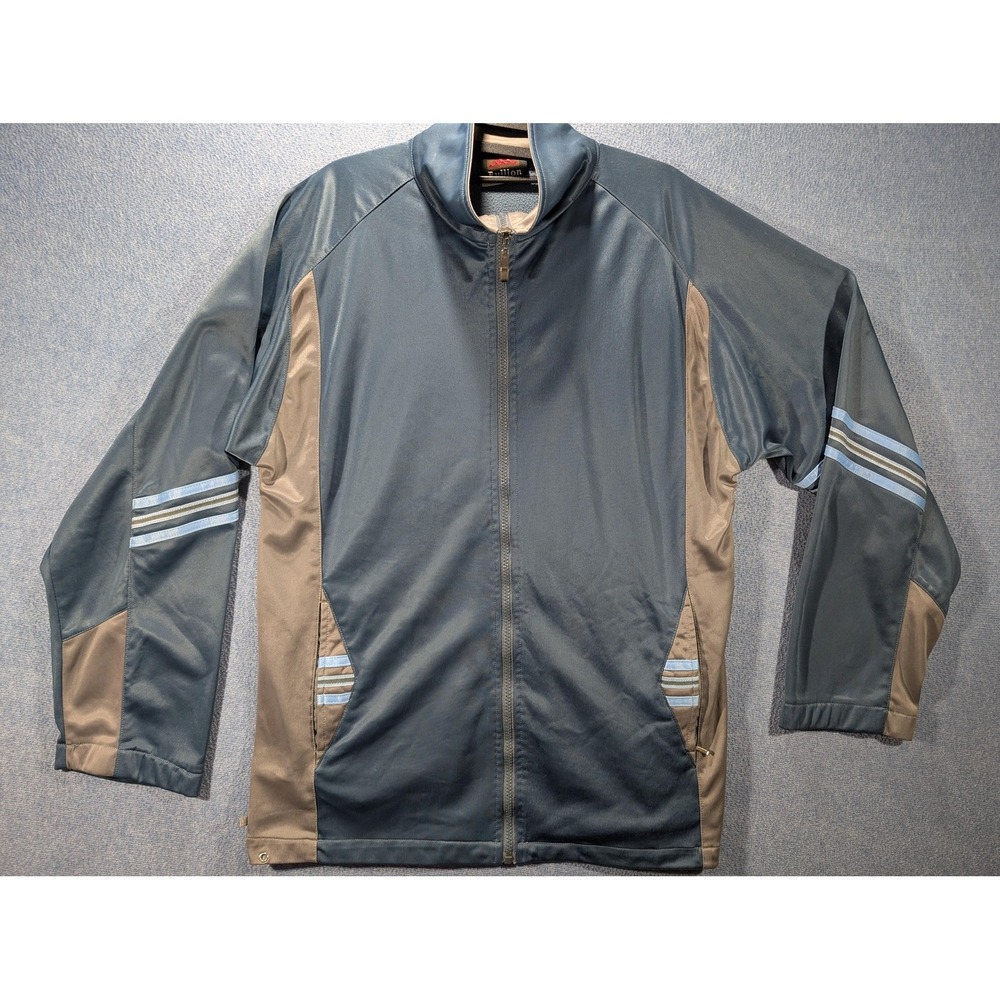 Bullion Track Jacket Mens Large Blue Tan Colorblock Full Zip Stripe Pockets